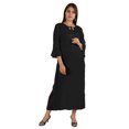 thumbnail image 1 of Moomaya Solid Rayon Kurta For Women bell Sleeve Drawstring Neck Long Ethnic Kurti, 1 of 7