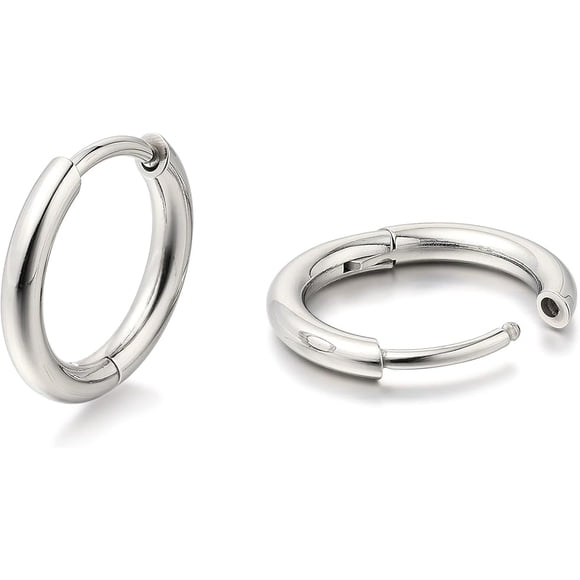 Limerencia Hypoallergenic G23 Pure Titanium Pairs Small Huggie Hoop Earrings, Lightweight Cartilage Hoops Small Cubic Zirconia Cuff Earrings Mini Piercing Jewelry for Women Girls Teen (14mm)