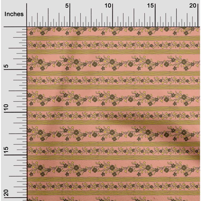 oneOone Tissu Popeline de Coton Rayé/feuilles & Imprimé Floral BTY 56 Pouces de Large
