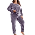 thumbnail image 2 of Ounisa Women Plus Size Pajama Set, Long Sleeve Button-Down Soft Comfy Two-Piece Sleepwear Lounge Set, 2 of 5