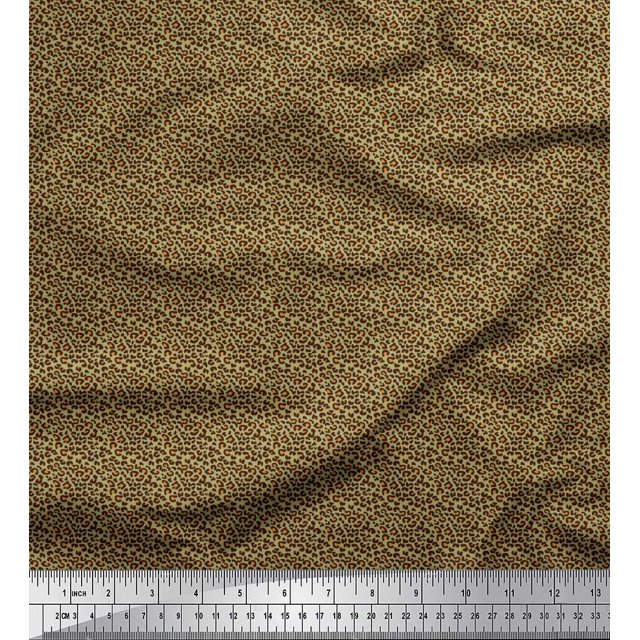 Soimoi Crepe Silk Fabric Leopard Skin Small Decor Fabric Printed Yard 42 Inch Wide