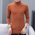 thumbnail image 4 of Xcmzpl Men Turtleneck Sweater Long Sleeve Cable Knit Sweaters Slim Fit Mock Neck Twisted Pullover Solid Fall Sweater Tops, 4 of 6