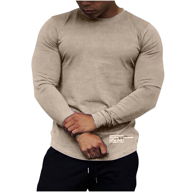 Pompotops T-shirt à Manches Longues en Coton Extensible pour Hommes Automne Sports Course Grande Taille en Solde