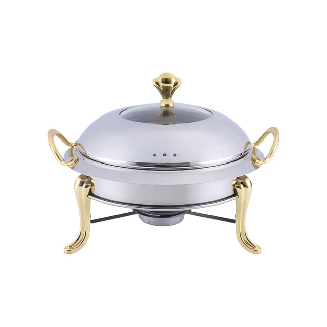 Rongfmy Réchaud à Alcool Anti-Brûlure Haute Efficacité Plat Anti-Frottement en Acier Inoxydable Ensemble de Buffet Doré