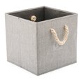 thumbnail image 1 of Elegant Design, Multi-purpose Bin, Foldable Fabric Storage Cube Bins for Home Closet Organizer, Premium Material and Sturdy Handles, Compatible with Kallax Shelf Unit, Grey, Set of 2, 1 of 5