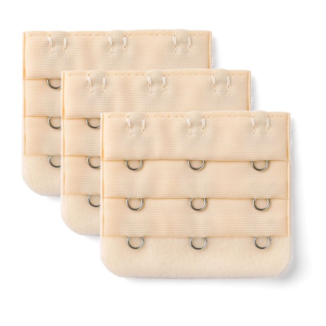 INSPIRE CHIC Rallonges de Soutien-Gorge pour Femmes à 3 Crochets et 3 Rangées, Couleur champagne, au design Extensible avec 3 Rangées de 3 Crochets pour une Fixation Sécurisée. Fabriquées à Partir de Mélanges de Coton, de nylon et de Matériaux Métalliques, Ces Rallonges Mesurent 5,7 x 5 cm (2,25 x 2 Pouces) avec un Espacement de 1,3 cm (0,5 Pouce) entre les Crochets. Idéales pour Ajouter de l'Espace Supplémentaire aux Soutiens-Gorge pendant l'Allaitement