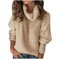 thumbnail image 2 of EGNMCR Chandail Col Roulé pour Femmes, Pulls pour Femmes et Chandail Décontracté d'Hiver pour Femmes Blouse à Col Roulé Tricot Manches Longues Hauts Unis Pulls pour Femmes, 2 of 8