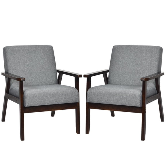 Giantex Set of 2 Accent Chair, Mid-Century Modern Arm Chair for Living Room, Bedroom, Dark Gray
