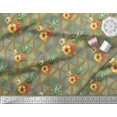 thumbnail image 2 of Soimoi Brown polyester Crepe Fabric Triangle & Pine Fruits Printed Craft Fabric by the Yard 42 Inch Wide, 2 of 5