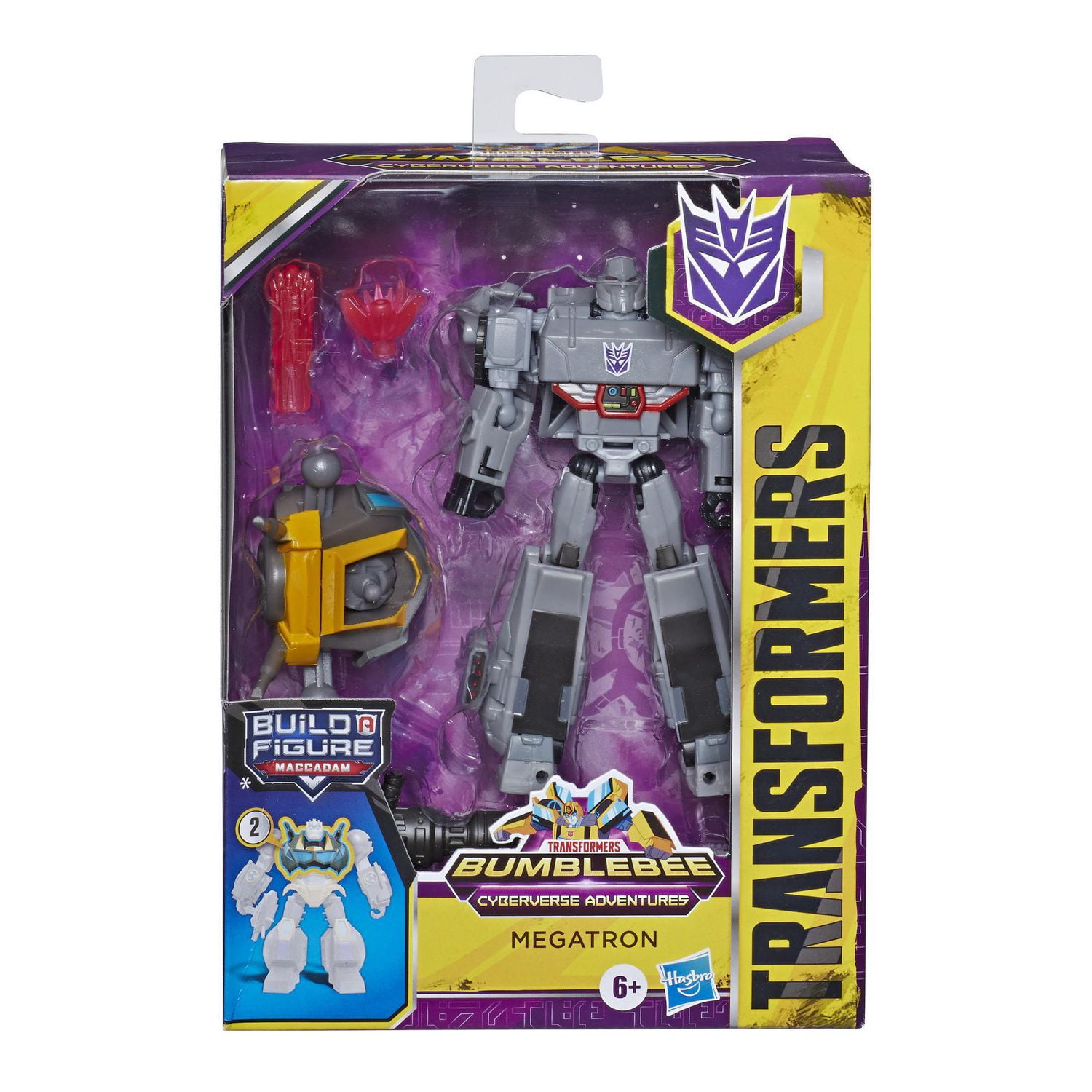 Transformers Toys Cyberverse Deluxe Class Megatron Action Figure, Fusion Mega Shot Attack Move and Build-A-Figure Piece - 5-inch