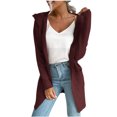 thumbnail image 2 of Light Cardigans for Women Fashion Strip Knit Hooded Sweater Cardigan Jacket on Clearance, 2 of 9