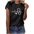 thumbnail image 1 of Womens Short Sleeves Print Nurses Day Casual Tops Pullover Blouse T-shirt, 1 of 7