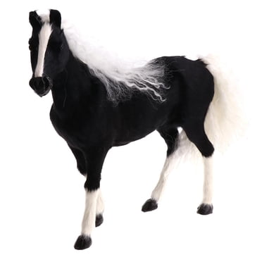 Milaget Simulation Réaliste Peluche Cheval en Peluche Animaux Modèle Figurine Figurines en Peluche Doux Noir