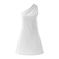 thumbnail image 4 of Baberdicy Robes Maxi pour Femmes 2023 Robe Mini Décontractée à une Épaule pour Femme Robe d'Été Décontractée Sans Manches Robe pour Femme Blanche G, 4 of 7