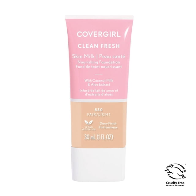 COVERGIRL - Clean Fresh Skin Tint Foundation, Formulated without Parabens, Sulfates, Mineral Oil & Talc. Made with Niacinamide, Coconut Milk & Aloe Extracts, 100% Vegan & Cruelty-Free