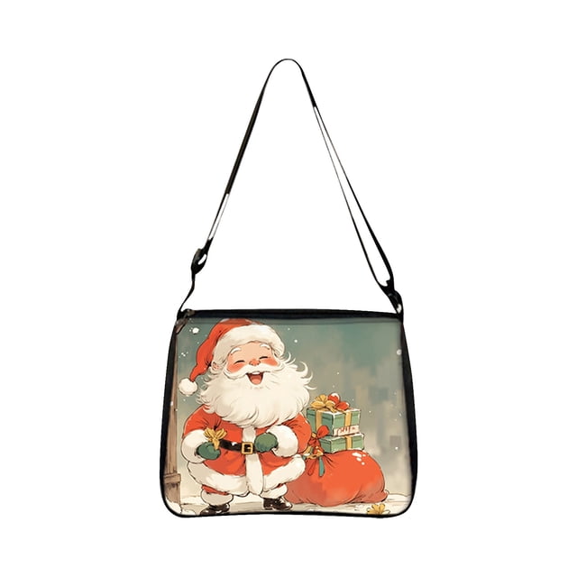 Sac d'Épaule de Noël Sac à Bandoulière Ajustable avec Poche Intérieure pour Tous les Jours pour Noël