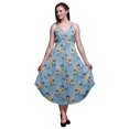 thumbnail image 1 of Bimba Robe Florale pour Femmes à Bretelles Spaghetti Col en V Midi Tenue de Plage-Moyenne, 1 of 5