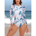 thumbnail image 1 of Charmo Women's One Piece Rashguard Swimsuit Floral Zip Front Surfing Shirt Sun Protection, 1 of 5