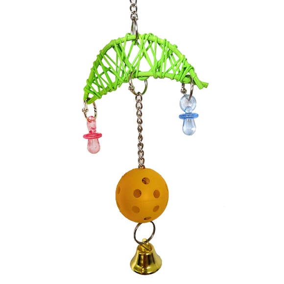 Parrot Bell Toy Heart Moon Decor Bite-resistant Parrot Chew Toy Bird Hanging Toy