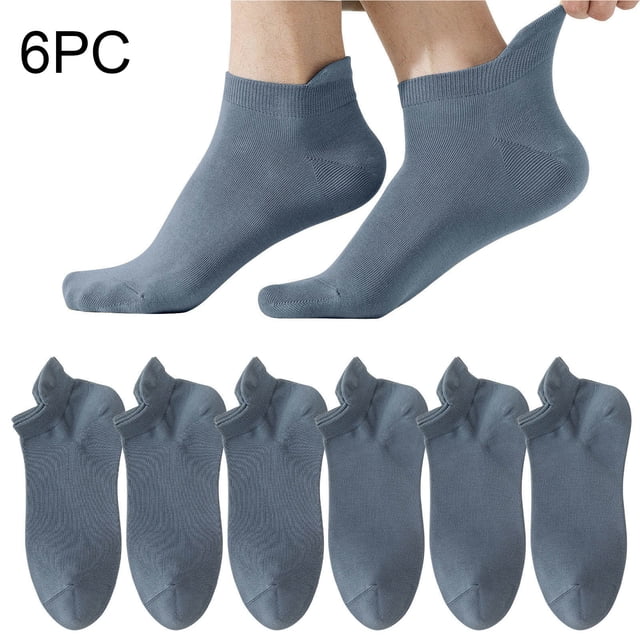ylioge 6 Pack Mens Ankle Socks Lightweight Solid Breathable Multipack Non-Slip Low Cut Sock