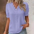 thumbnail image 2 of B91xZ T-Shirt à Manches Courtes pour Femmes, Col Rond Imprimé, Violet 3TG, 2 of 5