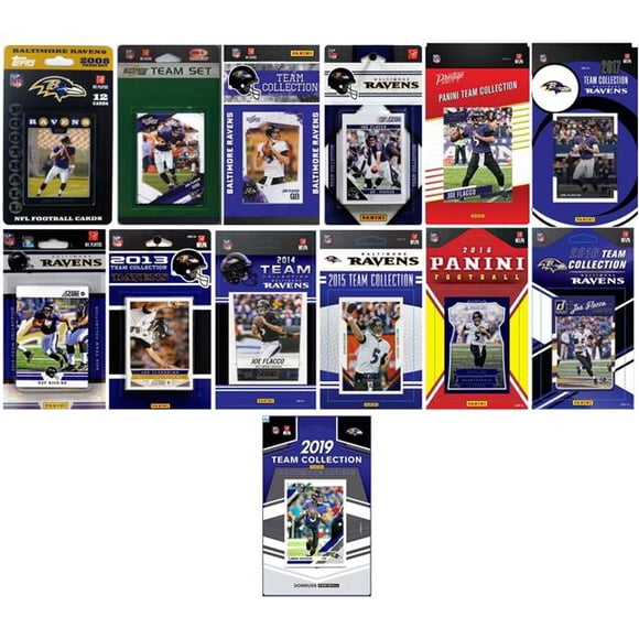 C&I Collectables RAVENS1319TS NFL Baltimore Ravens Ensemble d'Équipe de Cartes à Échanger sous Licence, 13 Différentes