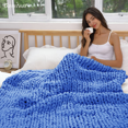 thumbnail image 3 of Comtest Chunky Knit Throw Blanket Chenille, Denim Blue, 40"x40"(Single Sofa), 3 of 6