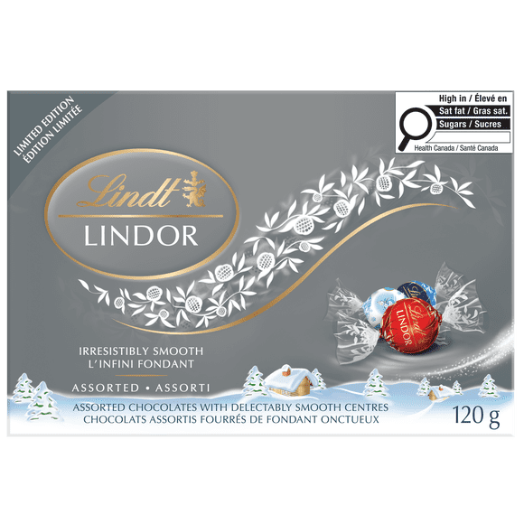 Lindt LINDOR Silver Holiday Assorted Chocolate Truffles, 120g