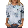 thumbnail image 1 of IROINID Économies Polyester T-shirt à Manches Longues pour Femmes Loisirs Imprimé T-shirt Ample Blouse Col Rond Hauts, Gris, 1 of 5