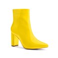 thumbnail image 1 of Unique Bargains Women's Pointed Toe Zip Chunky Heels Ankle Boots Yellow (Size 8), 1 of 7
