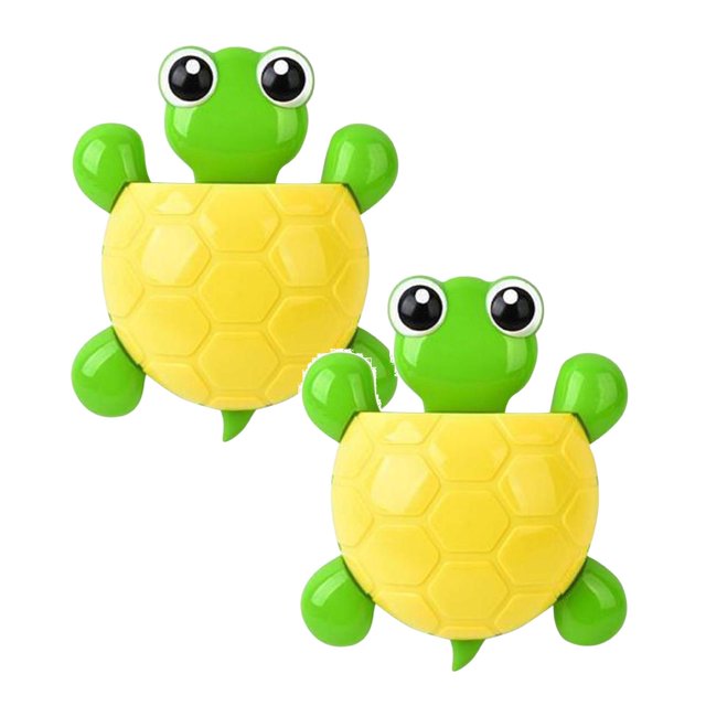 Oleegame 2PC Produce Storage Cute Animal Toothbrush Holder Turtle Strong Suction Cup Toothbrush Toothpaste Storage Rack Bathroom Wall-mounted Toothbrush Holder Yellow
