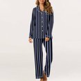 thumbnail image 4 of XZNGL Women's Home Pocket Printed Pajama Set for Daily Home Wear Blue 4(S), 4 of 7
