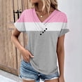 thumbnail image 2 of Timegard Tops for Women Color Block Button Short Sleeve T Shirts Causal Fashion Dressy Blouses, 2 of 6