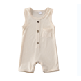 thumbnail image 1 of SUNSIOM Baby Summer Romper, Solid Sleeveless Button Closure Ribbed Jumpsuit, 1 of 9