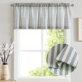 thumbnail image 2 of Valance Curtain Linen Textured Striped Window Curtain for Living Room Light Filtering Ticking Stripe Farmhouse Valance for Kitchen Rod Pocket 1 Panel 16 Inch Blue on Beige 1 Panel, 2 of 8