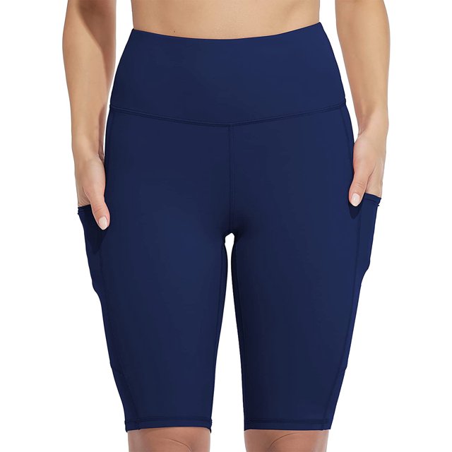 Women's Running Biker Shorts with Side Pockets High Waisted