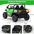 thumbnail image 4 of 24V Ride On Dump Truck, Ride On Car with Remote Control, Electric Dump Bed and Extra Shovel, Ride On Tractors Car with Music Player, Key Start for Safety, Gift for Kids,Green, 4 of 8