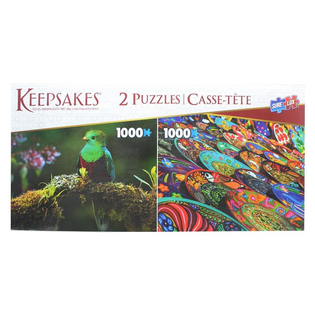 Ensemble de 2 Souvenirs Casse-Tête de 1000 Pcs / Oiseaux Colorés