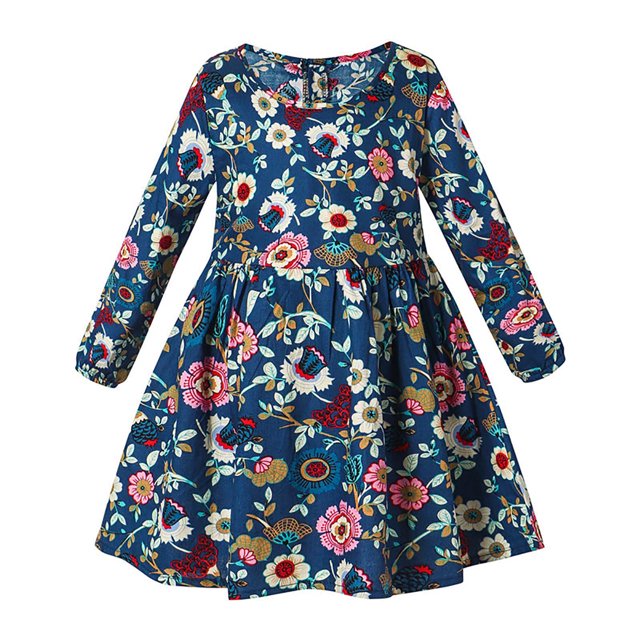LOVZFMLL Robe Princesse à Manches Longues et Col Rond en Macramé Couleur Unie pour Filles