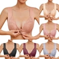 thumbnail image 5 of B91xZ Front Close Wirefree Back Support Posture Full Coverage Bra Comfy Lightly-lined Underwire Bra,Beige L, 5 of 5