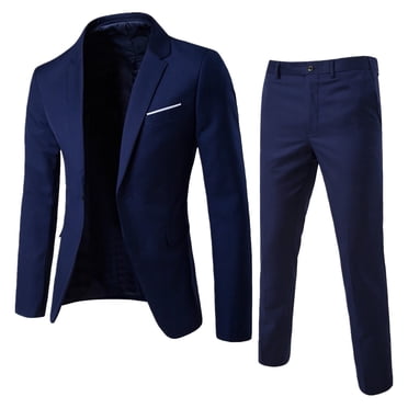 Ediodpoh Pants Slim Party Jacket 2 Piece Men’s Vest R Business Wedding Suit Suit Men's Coats Jackets Pants Sets Navy M
