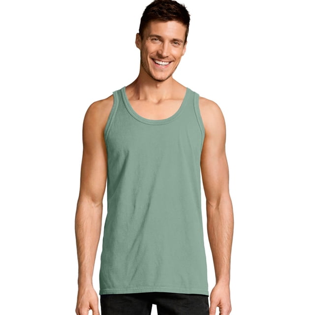 Hanes Homme ComfortWash Débardeur Sans Manches Teint en Pièce, 2TG, Vert Cyprès