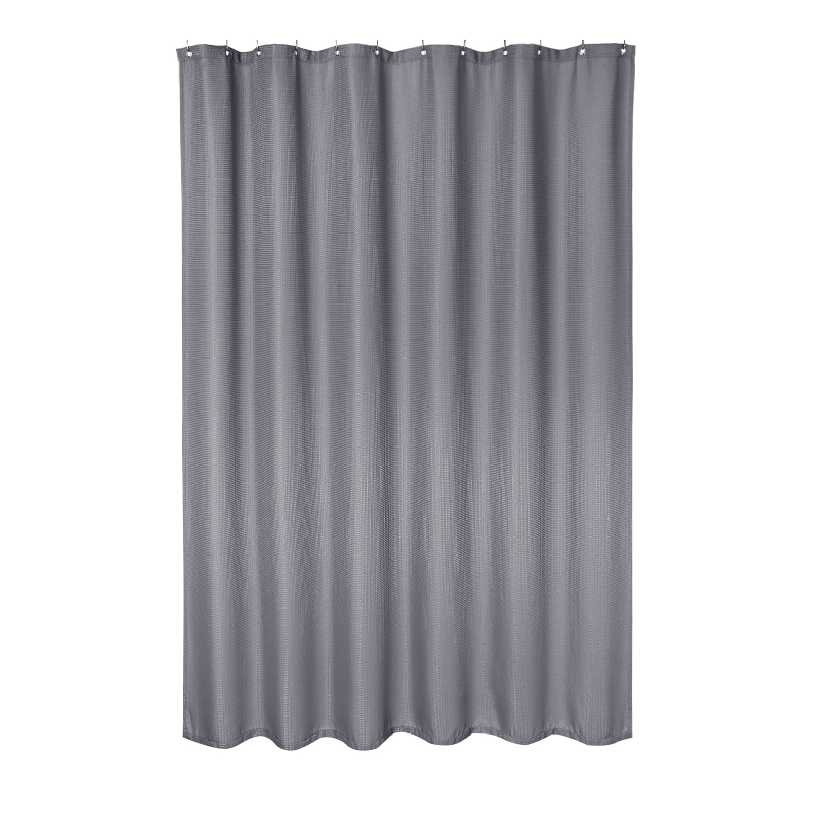Rideau de Douche Robuste en Tissage Gaufré Gris – 72x72 Pouces, Imperméable à l'Eau, Polyester Résistant à l'Humidité, Style Hôtel, Oeillets Inoxydables, Lavable, Couleur : Gris
