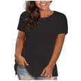 thumbnail image 1 of zanvin Hauts pour Femmes, Article des Fêtes Mode pour Femmes Grande Taille Uni Col Rond Ample T-shirt à Manches Courtes Chandail Hauts, 1 of 4