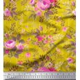 thumbnail image 1 of Rayon de Pomme Tissu Rayure, Feuilles & Rose Imprimé Floral Tissu par Yard 56 Pouces de Large, 1 of 3