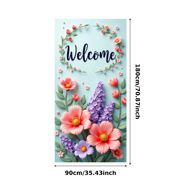 Decorative Design Floral Welcome Banner Colorful Flowers Elegant Style for Home Decoration Party Event