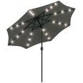 thumbnail image 1 of Outsunny Parasol de Patio Solaire de 9 Pi avec Lumières DEL, Auvent Inclinable, Gris, 1 of 10