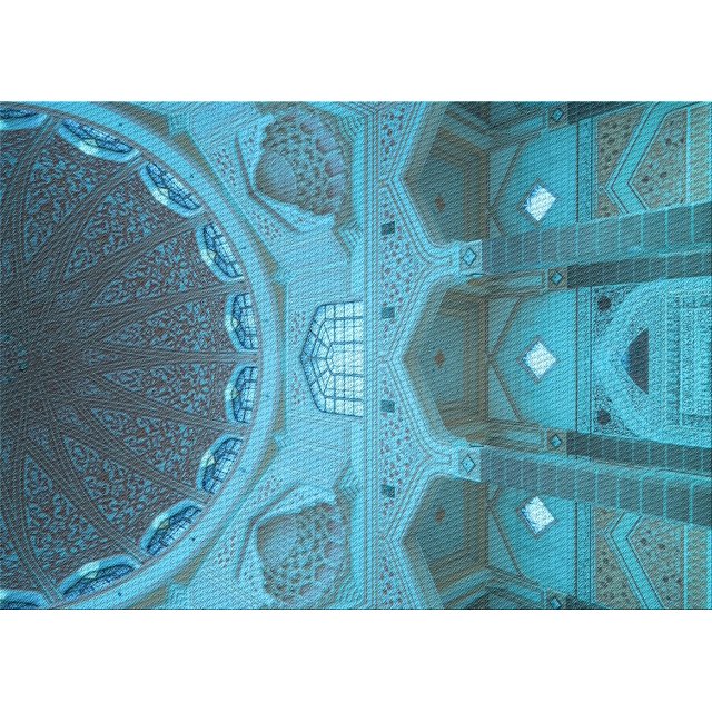 Ahgly Company Machine Washable Indoor Rectangle Transitional Bright Turquoise Blue Area Rugs, 5' x 8'