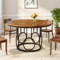 thumbnail image 1 of Fnova 47.24" Modern Round Dining Table for 4 with Wood Tabletop, Kitchen Table for Dining Room, Brown, 1 of 11