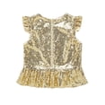 thumbnail image 2 of Oyolan Kids Girls Sequins Ruffled Top Mermaid Costume Flutter Sleeve Peplum Blouse for Carnival Performance Gold 8, 2 of 7